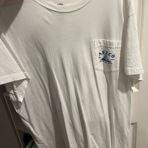 AFTCO Men's White Tee with Blue Logo